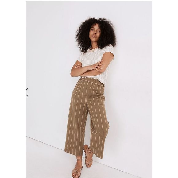 Madewell Linen Cotton Embroidered Top and Huston Cropped Pants Set size M - Picture 2 of 16